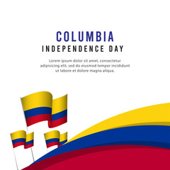 Happy Columbia Independence Day Celebration Poster Vector Template Design Illustration