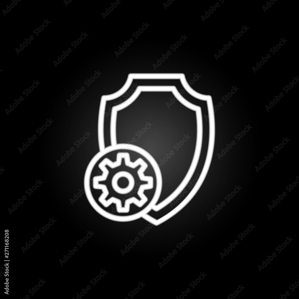 Poster gear, shield neon icon. elements of technology set. simple icon for websites, web design, mobile app