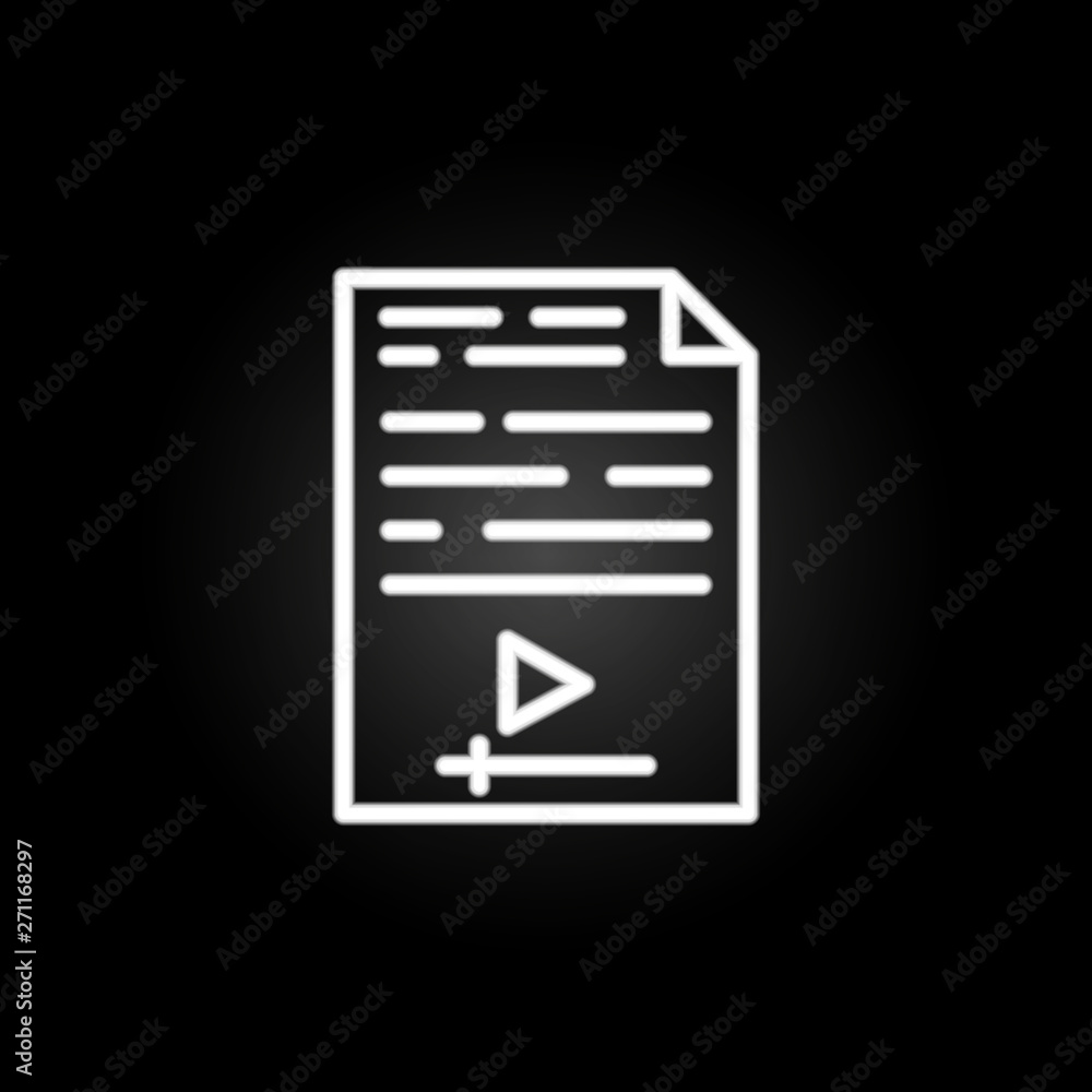 Poster online video neon icon. elements of technology set. simple icon for websites, web design, mobile app