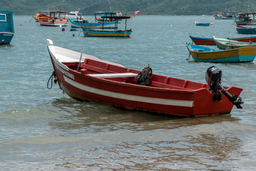 Naklejka na ściany i meble pequeño bote en la costa de Brasil 