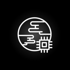planet technology, chip neon icon. Elements of technology set. Simple icon for websites, web design, mobile app, info graphics