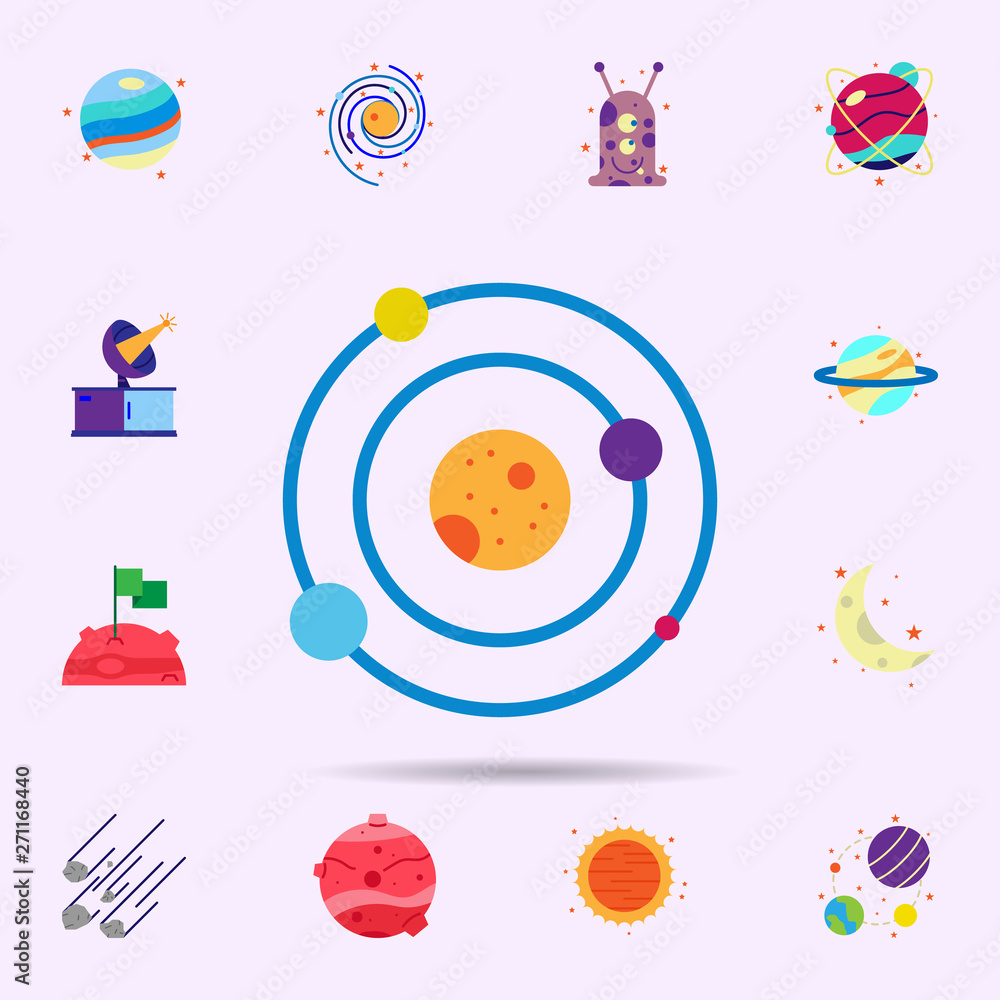Poster space, galaxy color icon. universal set of space for website design and development, app development
