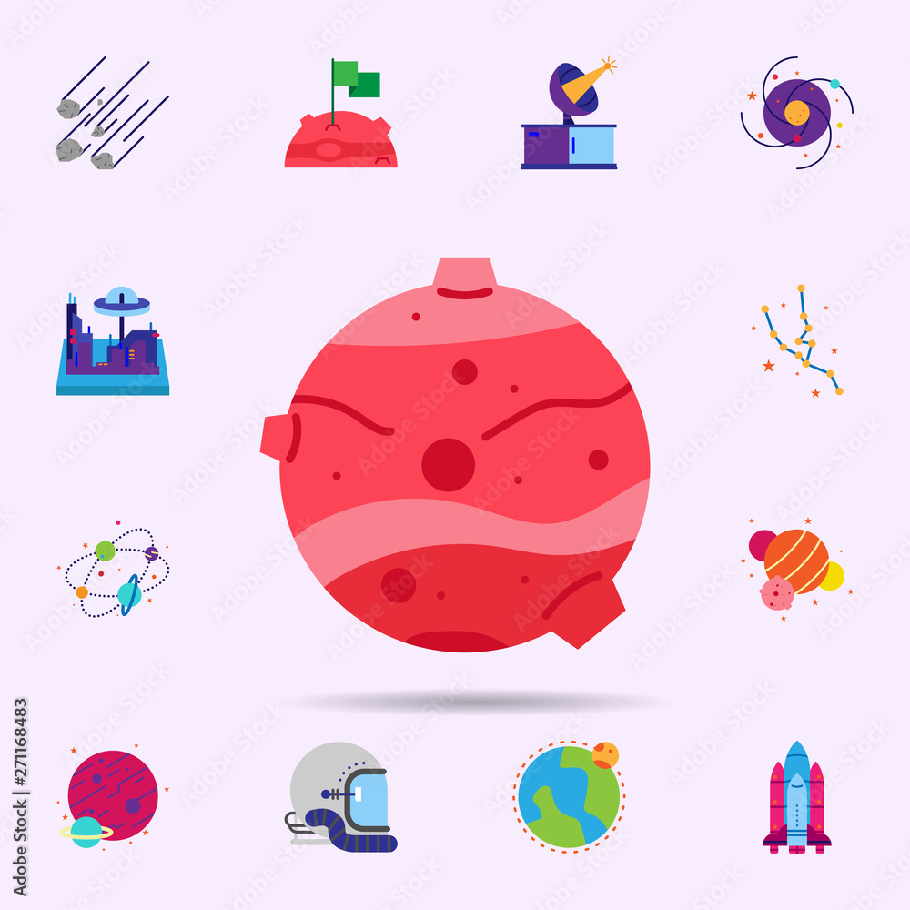 Poster space, mars color icon. universal set of space for website design and development, app development