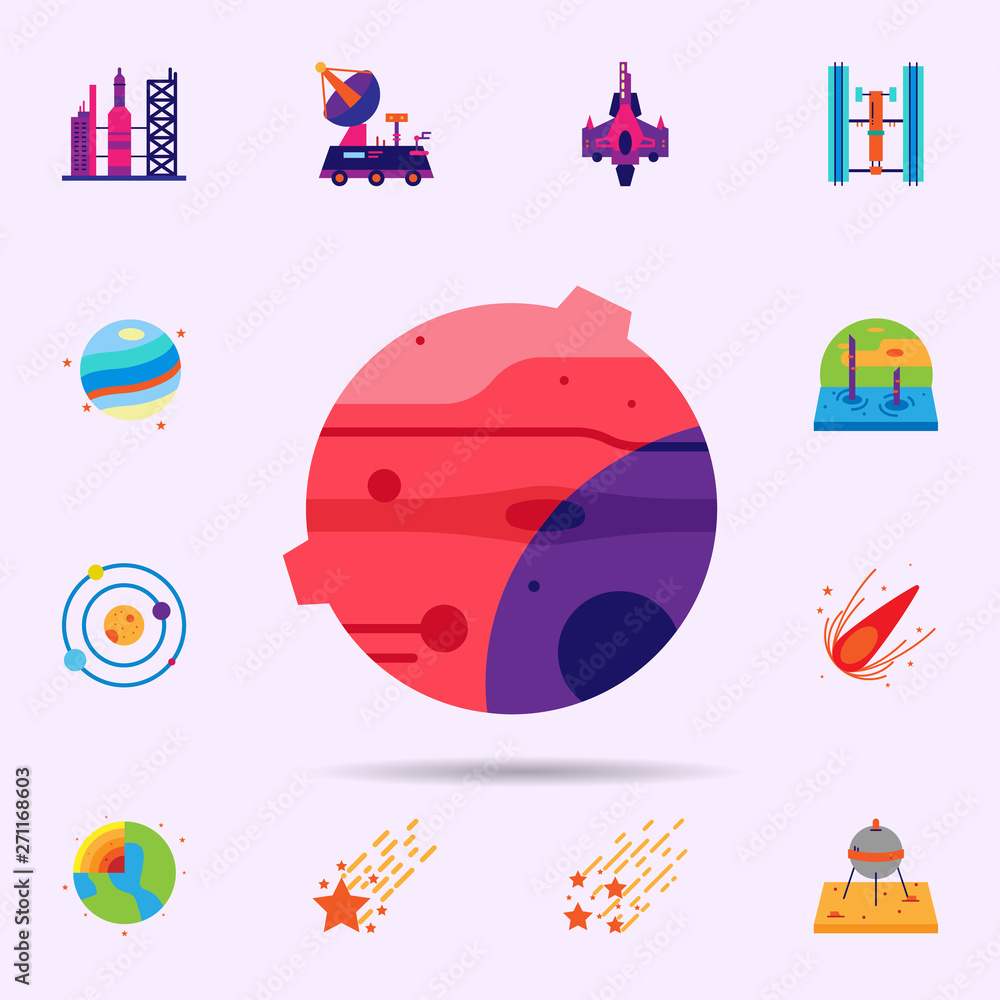 Poster space, eclipse color icon. universal set of space for website design and development, app developmen