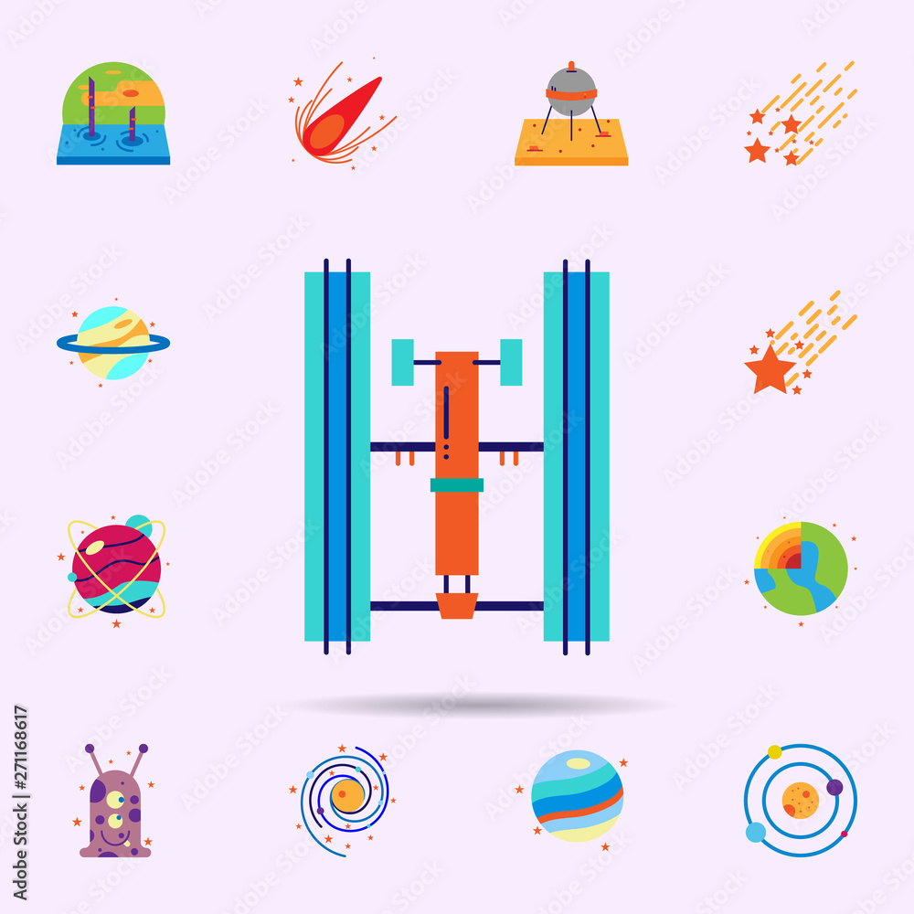 Poster space, satellite color icon. universal set of space for website design and development, app developm