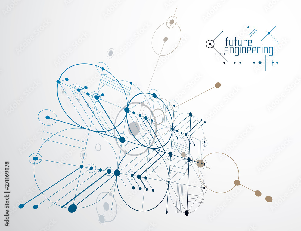 Poster engineering technology vector wallpaper made with circles and lines. technical drawing abstract back
