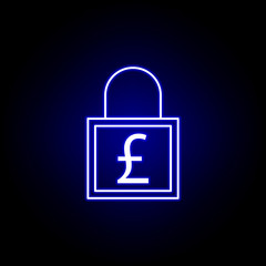 lock pound icon in neon style. Element of finance illustration. Signs and symbols icon can be used for web, logo, mobile app, UI, UX