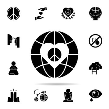 peace, globe, heart icon. Universal set of peace and humanrights for website design and development, app development