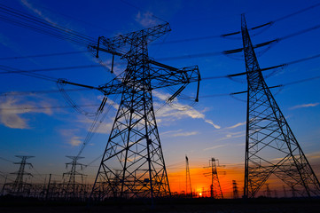 The power supply facilities of contour in the evening