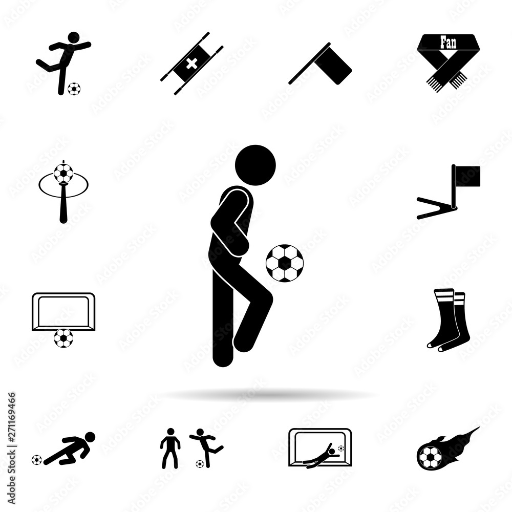 Poster soccer player with ball icon. universal set of football for website design and development, app deve