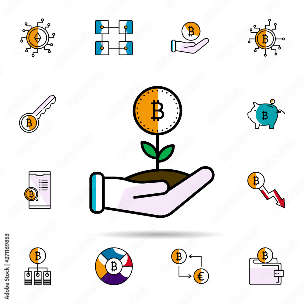 Poster hand and money tree icon. universal set of cryptocurrency for website design and development, app de