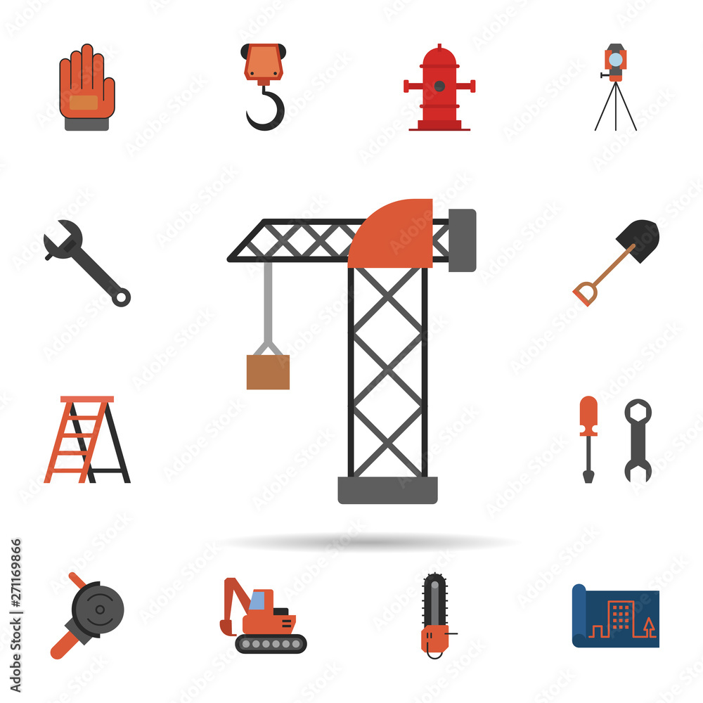Poster crane, harbor icon. universal set of construction for website design and development, app developmen