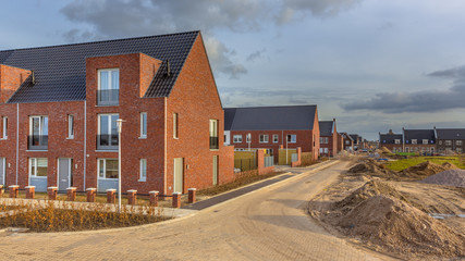 Newly built houses in modern street