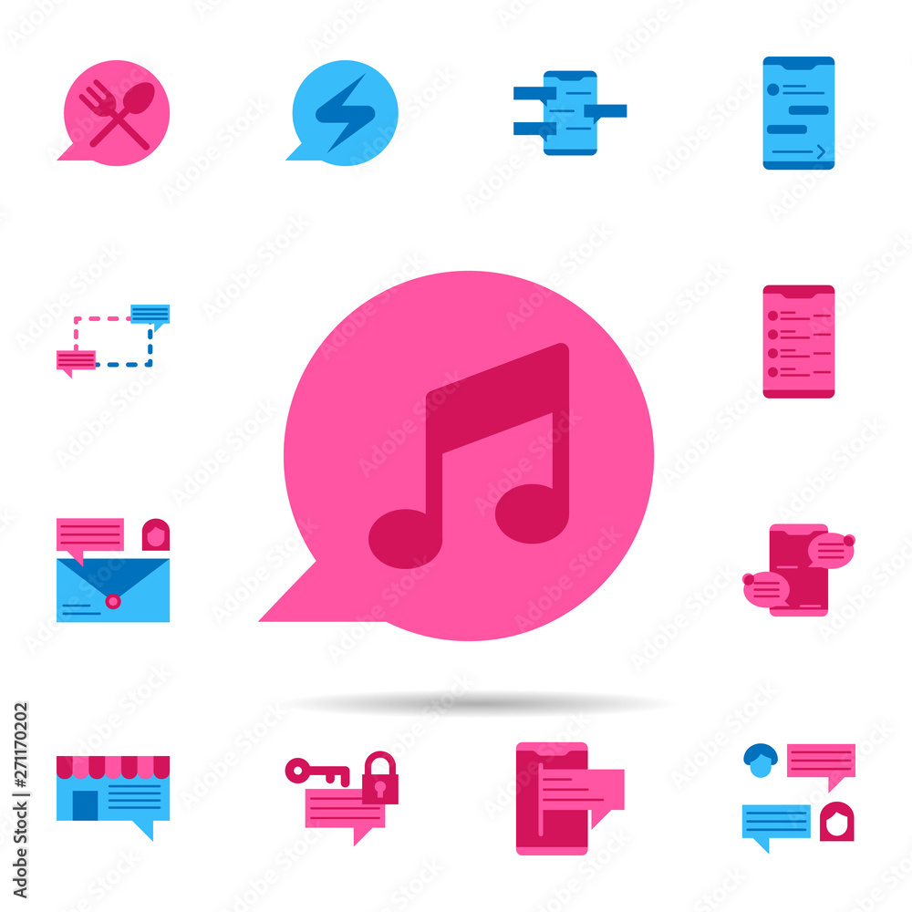 Poster chat, music color icon. universal set of chat for website design and development, app development