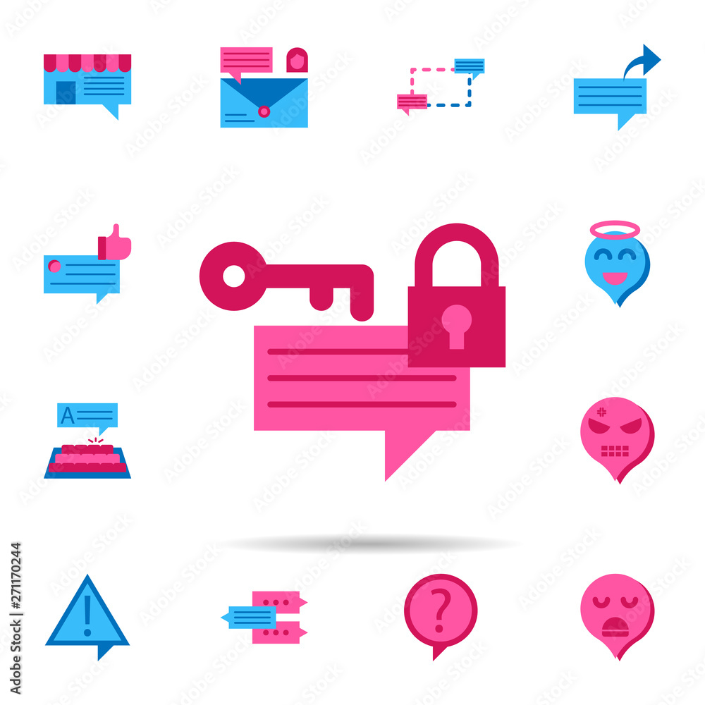Poster chat, lock color icon. universal set of chat for website design and development, app development