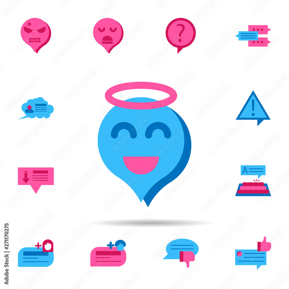 Poster chat, angel color icon. universal set of chat for website design and development, app development