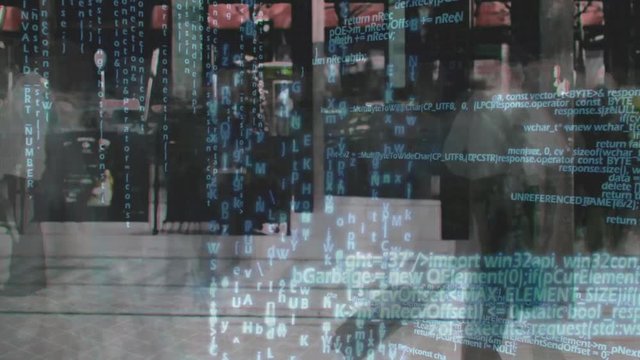 Time lapse of a busy street and program codes