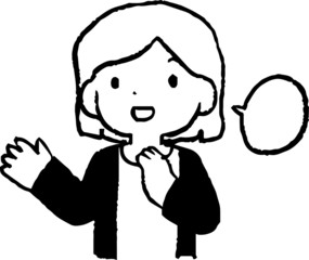 Monochrome Illustration of cute people having a conversation 