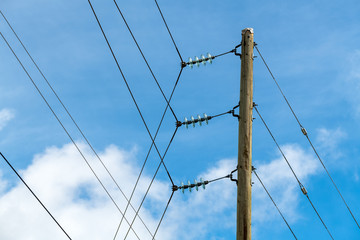 Electric power pole with insulators