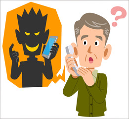 電話を使った詐欺と騙されそうなシニアの男性