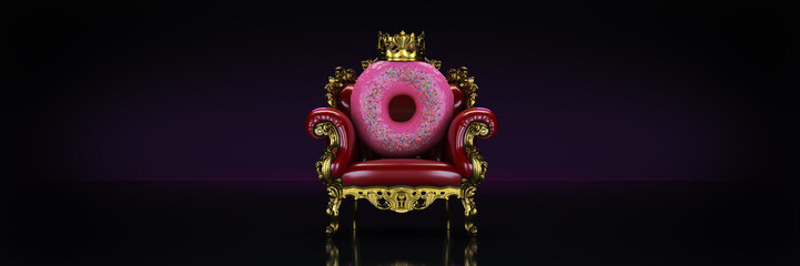 Delicious King donut. 3d rendering