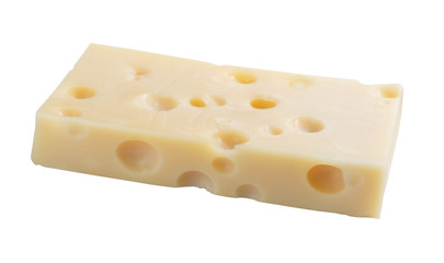 Swiss cheese on white background (with clipping path).