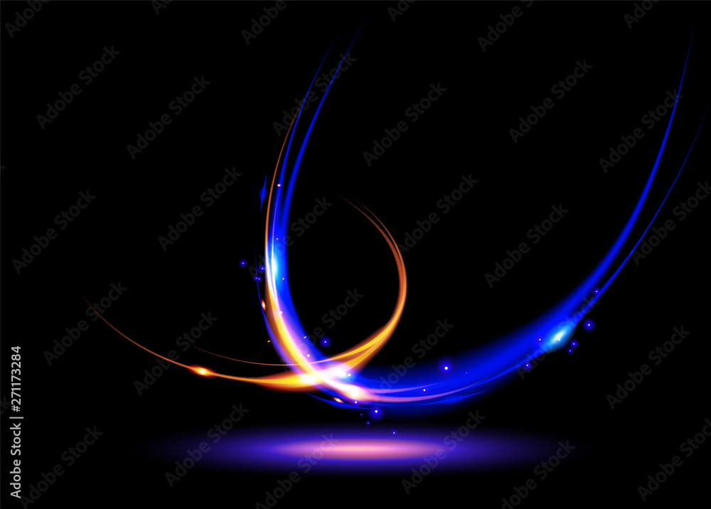 Poster an abstract light trail in futuristic art. it is suitable for being as a background template, or a p