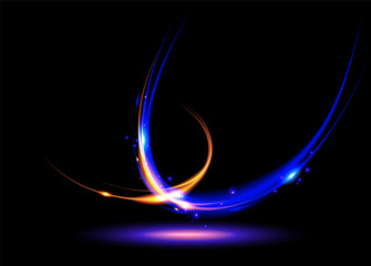 An abstract light trail in futuristic art.  It is suitable for being as a background template, or a part of design in science, fantasy or technology related theme.