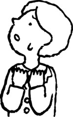 Monochrome Illustration of hand-drawn sideways businessman 
