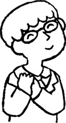 Monochrome Illustration of hand-drawn sideways businessman 