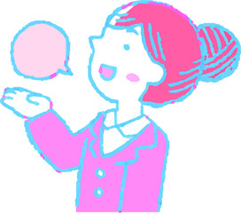 Pop Illustration of a woman who responds sideways