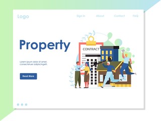 Obraz na płótnie Canvas Property vector website landing page design template