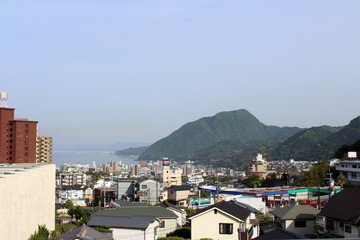 The landscape of Beppu in Oita and seashore during daytime