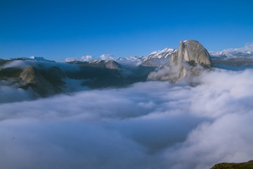 Fototapeta na wymiar Yosemite Valley Aerial View above the Clouds after a Spring Storm