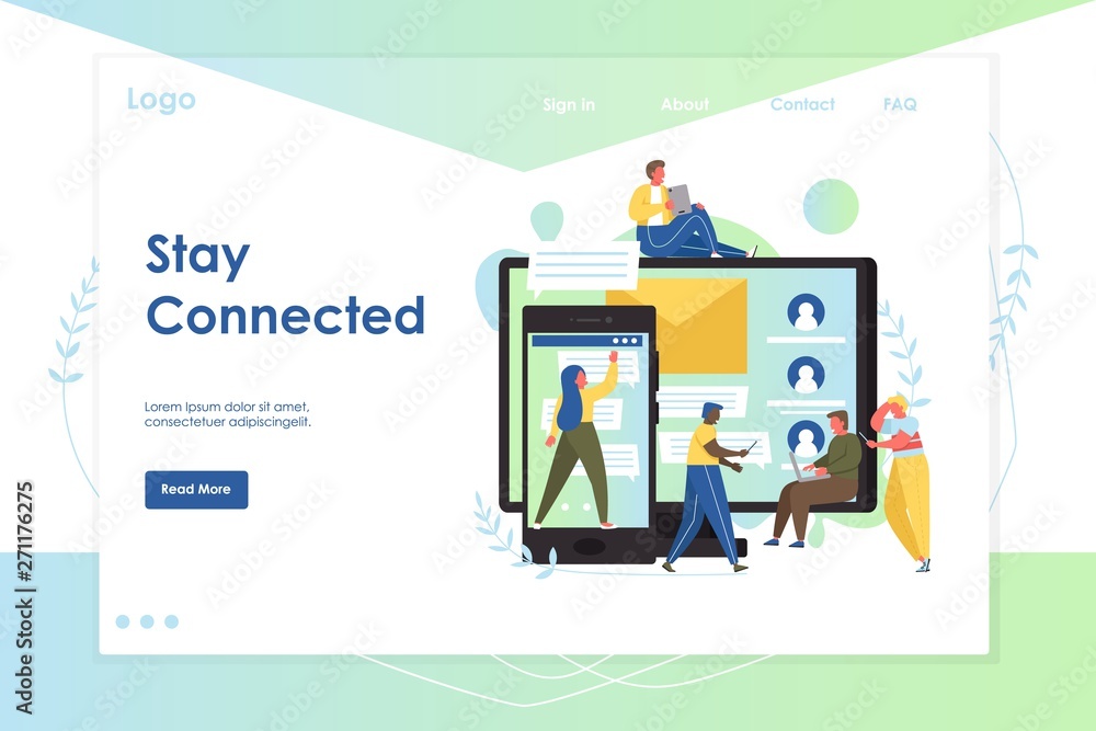 Wall mural stay connected vector website landing page design template