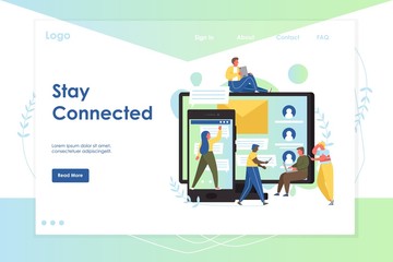 Stay connected vector website landing page design template