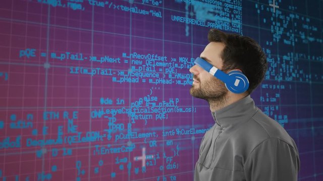 Man wearing virtual goggles