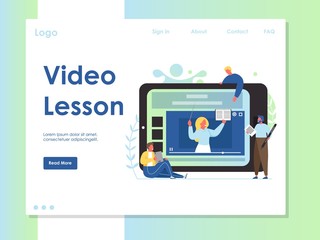Video lesson vector website landing page design template