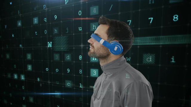 Man wearing virtual goggles