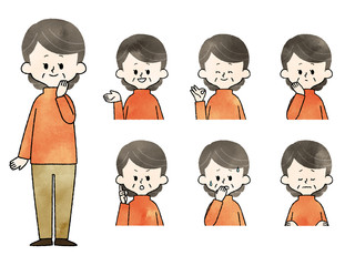 シニア女性-表情セット