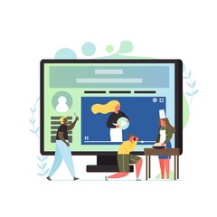 Video blog, vector flat style design illustration