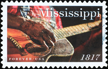 Celebration of Mississippi state on american postage stamp