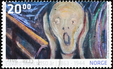 Detail from the Scream by Munch on norwegian stamp