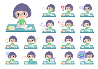 Green clothing Glasses girl_study