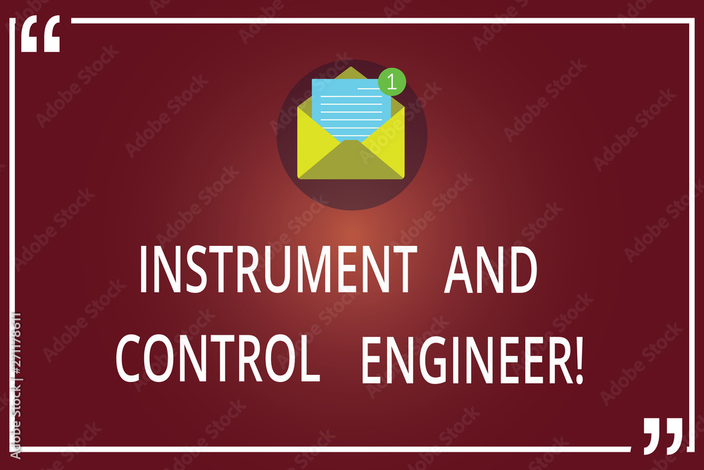 Poster word writing text instrument and control engineer. business concept for automation engineering indus