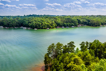 Aerial view water sports and boating in Lake Lanier