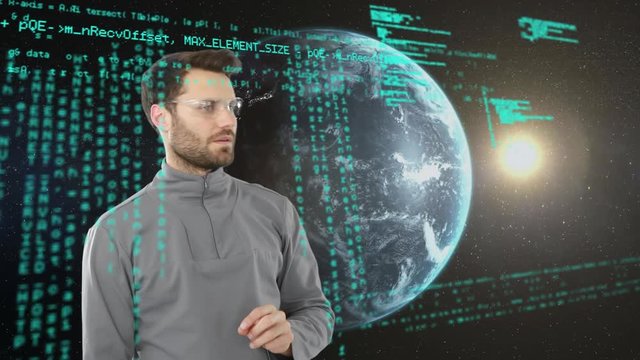 Man using a touchscreen