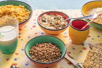 Homemade healthy breakfast with corn flakes