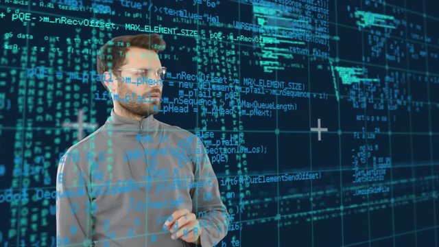Man using a touchscreen