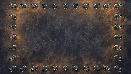 Blank frame of flashing lightbulbs 3D render illustration